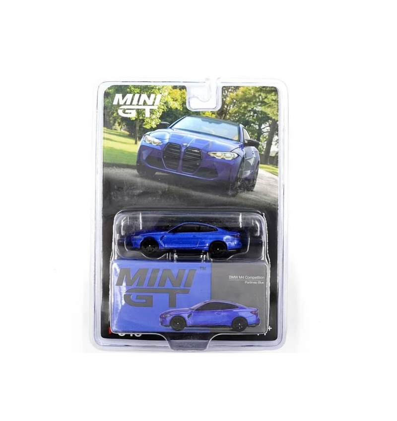 MINI GT 1:64 – BMW M4 Competition (Portimao Blue / Blister Pack)