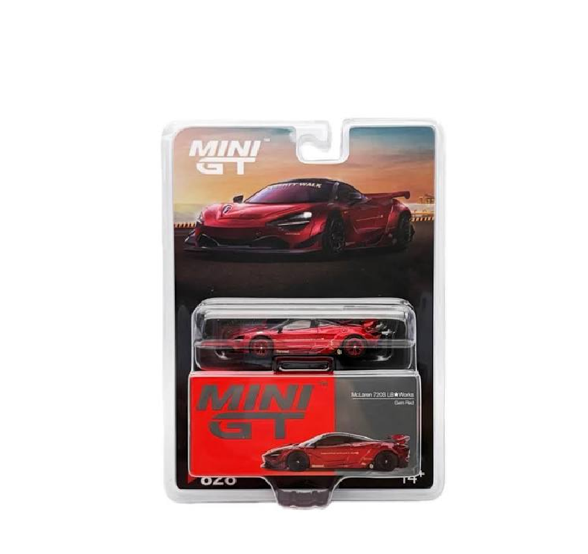 MINI GT 1:64 – McLaren 720S LB★Works (Gem Red / Blister Pack)