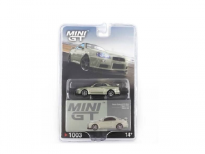 MINI GT 1:64 – Nissan Skyline GT-R (R34) V-Spec II Nür (Millennium Jade / Blister Pack)
